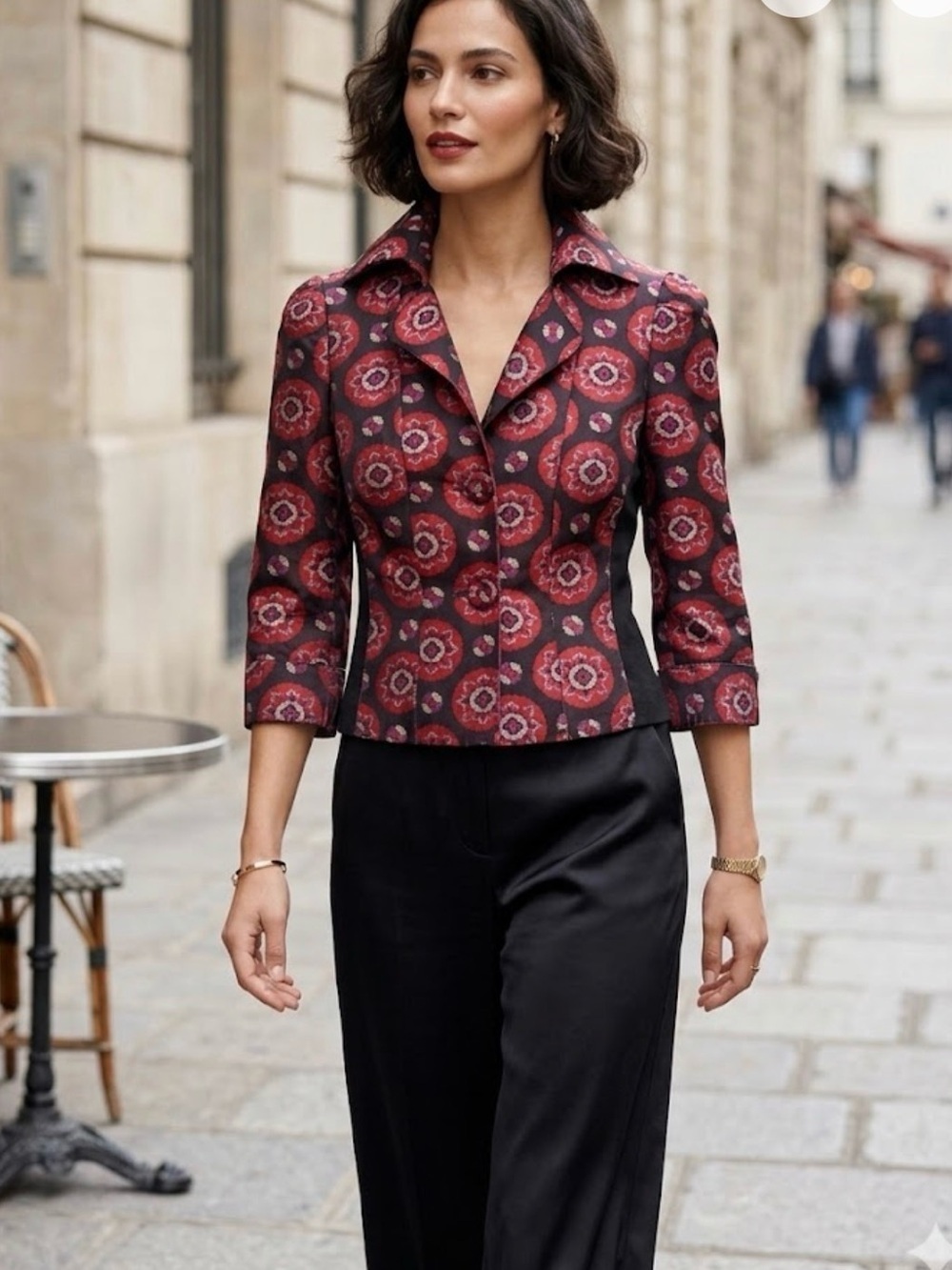 Diane Von Furstenberg Medallion Print Kimmie Cropped Jacket Silk Size 2